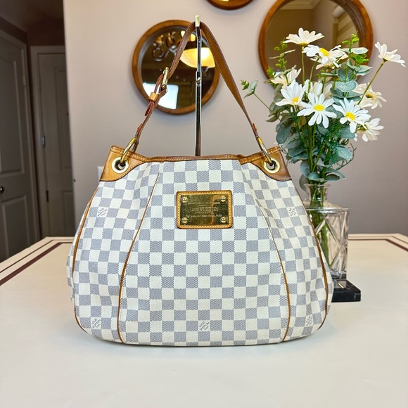 Louis Vuitton Handbags - Louis Vuitton Damier Azur Canvas Tote with Tan Trim and Gold Hardware